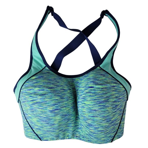 Victoria's Secret Other - Victoria's Secret VSX Sport Bra Green Blue 32DDD Wirefree Criss Cross Strap Adj